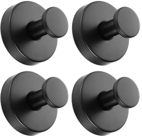 Gooandi Gancio a ventosa, 4 pezzi, portasciugamani con ventosa, gancio per asciugamani nero, con ventose, riutilizzabile, gancio a ventosa extra forte, impermeabile, per bagno e cucina