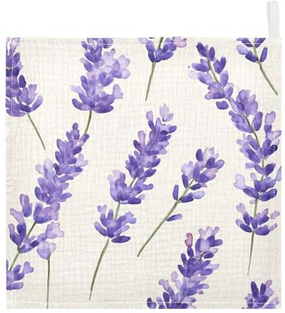 susiyo Lavender Floral Muslin Baby Washcloths 5 Pcs 4 Layers Cotton Face Cloths for Newborn