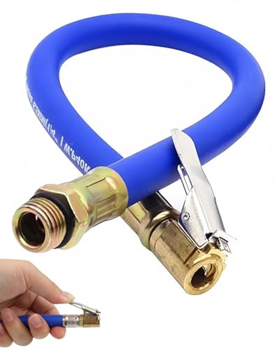 FUGLUS 1 kit di prolunga per valvola, pompa per pneumatici da 37 cm,tubo flessibile per gonfiaggio pneumatici, adattatore universale per valvole auto, adatto per compressori per biciclette,blu