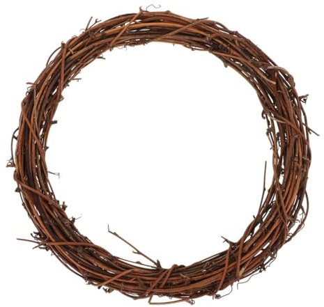 HAMPPLIES Natural Grapevine and Rattan Wreath Lightweight Twig Vine Frame for DIY Christmas Craft Decorations Sturdy for Front Door Year Holiday Floral Arrangements