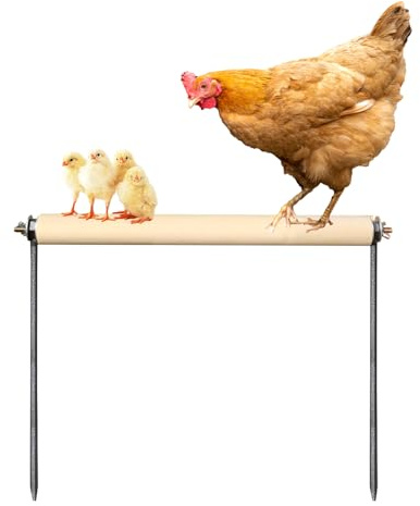 Percha para Pollos, Posadero de Madera para Gallinas con Base Metálica Accesorios de Gallinero Juguete para Gallinero Plataforma de Entrenamiento Exterior para Gallinero y Aves Grandes