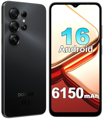 DOOGEE Note 56X Teléfono Android 16, 8,45mm Ultra Delgado y Ligero, 24GB+64GB, 6,56 IPS Pantalla 90Hz, Móvil Smartphone 4G, Cámara 8MP+5MP, Batería 6150 mAh, Dual SIM, Radio FM, 3,5mm, GPS Negro