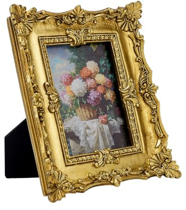 CRAFTYMELODY Marco de fotos vintage estilo retro resina cristal elegante rectangular marco con cristal para colgar accesorios para el hogar