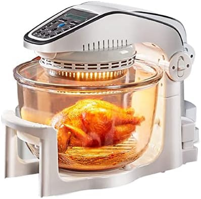 Forno alogeno con friggitrice ad aria con ciotola in vetro rimovibile, capacità 10 litri, multicooker con controlli di tempo e temperatura per arrostire, friggere, tostare o rendere croccant