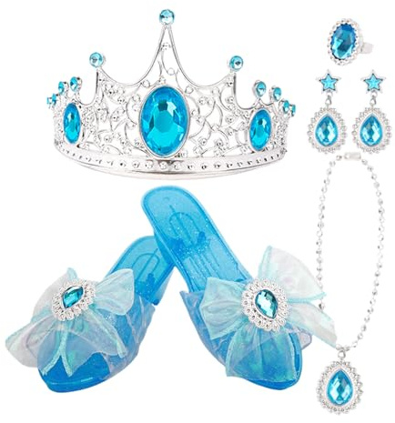 Genérico Zapatos de Disfraz para Niñas,con Collar, Antideslizantes, Juguetes de rol - Joyería de Disfraz,para Juguetes, Uso Diario, Exteriores, Acción de Gracias, Vacaciones, Cumpleaños,