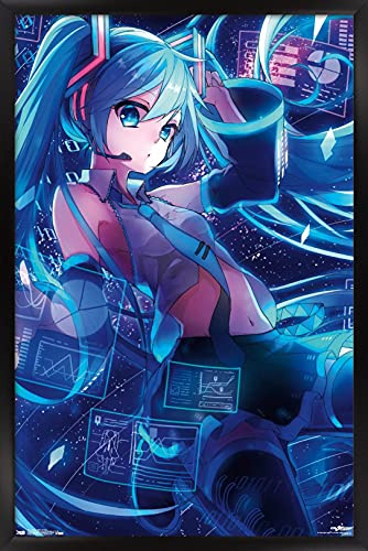 Trends International Hatsune Miku - Screens Wall Poster, 22.375 x 34, Black Framed Version