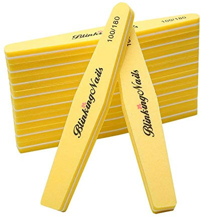 BlinkingNails Nail Buffer for Nails 100/180 Grit Sponge,Nail Files and Buffers for Nail Art Care Double Sides Design Professional Manicure Tools Color Yellow 10pcs…