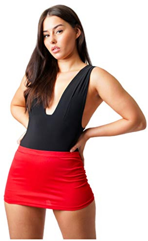 Women's Sexy Lycra Tight Skirt Ladies Micro Mini Elasticated Bodycon Skirts 6-24 Divas (Red, (10-12))