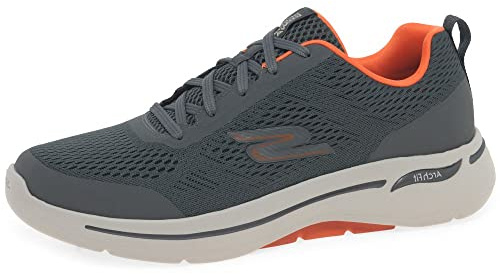 Skechers Men's Go Walk Arch Fit Idyllic Sneaker,Charcoal Textile/Synthetic/Orange Trim,12 UK