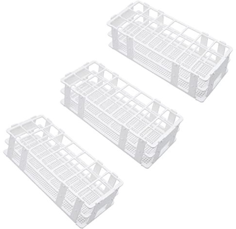 BREUAILY 3pcs reagenzglashalter 30mm Kunststoff-Reagenzglasständer mit 21 Löchern Zentrifugenröhrchen Ständer Halter für pädagogischen Werkzeug Laborzubehör Reagenzglas