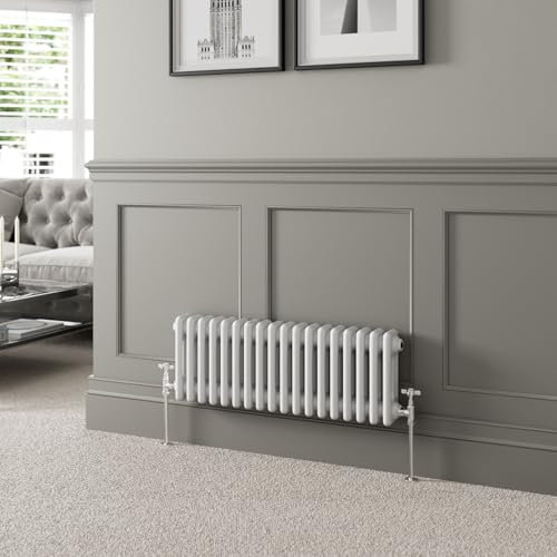 DuraTherm® 300 x 830mm White Traditional Horizontal Designer Radiator Triple Column Colosseum Cast Iron Style Central Heating Panel Radiators Rad
