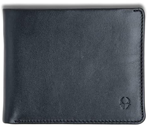 DONBOLSO Schlanke Verona Geldbörse mit Geldklammer- Geldbörse Männer Leder RFID Blocker Kartenetui - Bifold Echtleder Geldbörse Männer mit Kartenhalter - 9,2x12,7x2,3 cm - Nappa Schwarz