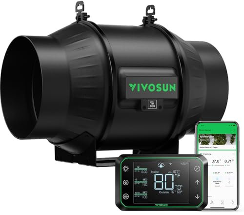 VIVOSUN AeroZesh T6 Ventilateur d'Extraction en Ligne 15cm, Extracteur d'Air Conduit 693 m³/h avec Silencieux Moteur EC et Contrôleur WiFi GrowHub E42A pour Refroidissement Tentes Croissance Cultures
