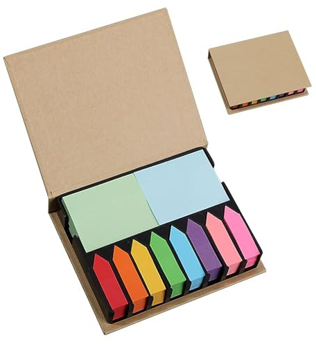 Juego de notas adhesivas, 2000 marcadores de notas, notas rectangulares y calcomanías de notas con caja de poliuretano, regalos para oficina, hogar, escuela, reuniones, blocs de notas autoadhesivos de