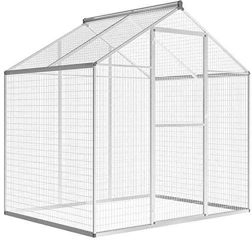 Homgoday Aviario exterior de aluminio, 178 x 122 x 194 cm