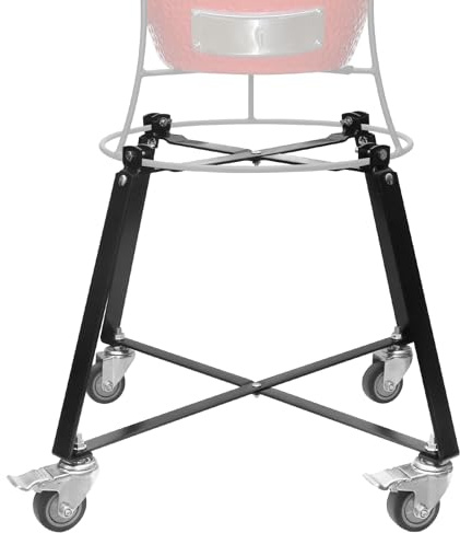 Rolling Cart with Wheels for Kamado Joe JR with Cast Iron Stand, Grill Stand for Kamado Joe Jr Accessories, Rolling Outdoor Cart for Kamado Joe Junior Grill Stand(Match Jr's Original Cast Iron Stand)