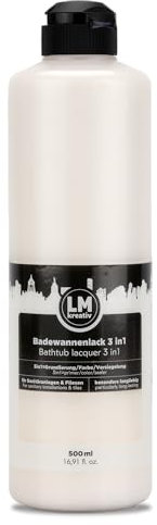 LM-Kreativ Badewannenlack 3 in 1 2K 500ml - Altweiß - Fliesenfarbe & Fliesenlack für Badezimmer, Badewannen, Duschtassen, Fliesen & Waschbecken - Hochdeckend, strapazierfähig & wasserfest