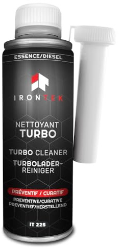 Turbo Diesel- och bensinrengöringsmedel 300 ml utan demontering – IRONTEK | IT225 | Komplett turborengöring | Professionell effektivitet | Förebyggande och avhjälpande | Komplett turborengöring, professionell effektivitet, förebyggande och botande