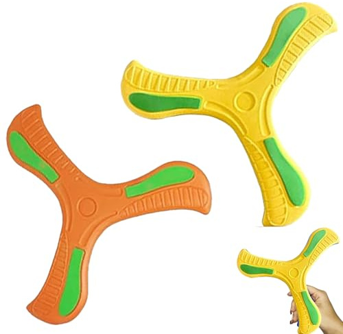 KPSRFG 2Pcs Boomerang, Boomerang for Kids, Returning Boomerang Sports Game Toy for Beginners and Young Throwers, Plastic Boomerang for Adult, Outdoor Flying Saucer Toy (Yellow & Orange)