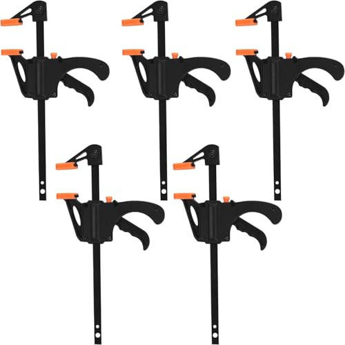 Anhoer Lot de 5 serre-joints à une main - Tendeur - Pinces et tendeurs - Serre-joints à serrage rapide - 4 - Serre-joints en F - Pour le travail du bois, le bricolage