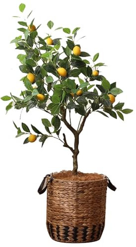 Konstgjorda citronträd – Nästan naturliga konstgjorda inomhusväxter, med enkel montering, for både inomhusdekoration och verandadekorationer utomhus(120cm/47.2in)