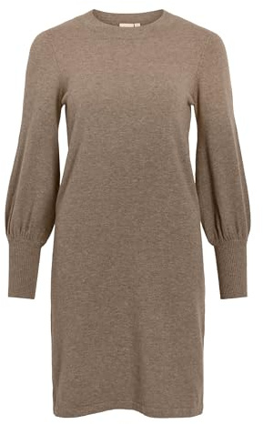 Vila Neck Knit Dress Vikerry-Vestido de Punto con Cuello Redondo-Noos, Falcon, XXL para Mujer