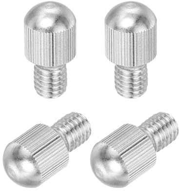 sourcing map 4 Pcs Small Knurled Thumb Screws, M8 x 10mm 304 Stainless Steel Male Flat Head Thread Knurled Thumbscrews Bolts Fasteners for Lighting Household, Electronic, Machine (Silver)
