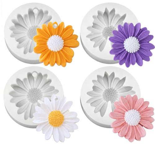4 Moule Silicone Fleur Marguerite 3D Moules Bougies Silicone Daisy