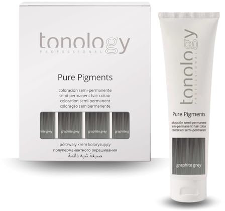 Tonology Pure Pigment Grafite Grey | Tinte Semipermanente sin Amoniaco, Tinte Fantasía, Mascarilla, Aporta Nutrición y Brillo, Gris Oscuro - 100ml
