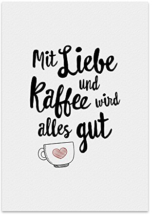 TypeStoff Kunstdruck, Poster mit Spruch – LIEBE UND KAFFEE – Typografie-Bild - Plakat, Print, Wandbild - KD-00286-M