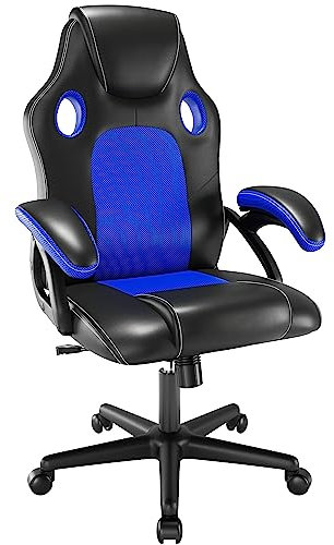 play haha. Gaming Stuhl Bürostuhl Drehstuhl Computerstuhl Arbeitsstuhl Schreibtischstuhl Ergonomischer Stuhl Rennstuhl Lederstuhl PC Gaming Stuhl (Blau)