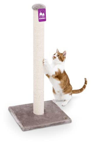 Petrebels Kratzbaum Maine 90 cm Hoch, mit Extra Stabiler Bodenplatte und Natur-Sisal Stamm, 40 x 40 x 90 cm, Farbe Cappuccino