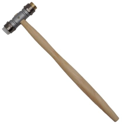 Bergeon - 30417 - Marteau d'horloger bi-matériaux, manche en bois, embouts interchangeables, un en laiton et un en matière synthétique