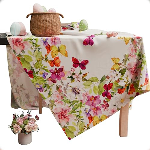 PETTI Artigiani Italiani - Tovaglia Antimacchia Rettangolare Copritavolo Cucina Disegno Farfalle X12 Posti (140x240 cm) 100% Made in Italy