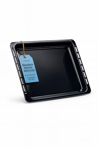 RECAMBIOS DREYMA Bandeja De Horno Esmaltada 460x368x24 mm Compatible con Teka 82405901 Guías Laterales HI435ME HE720ME HC490ME Apta Para Contacto Alimentario Negro Vitrificado Alta Resistencia