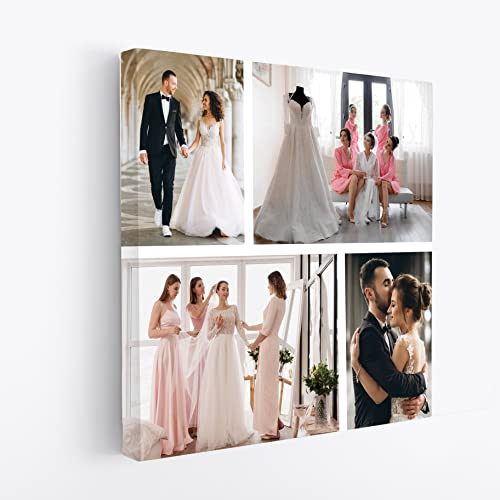 Edenpack Personlig collage kanvas fototryck väggdekoration med din familj husdjur barn inramad födelsedag jul årsdag bröllop anpassade bildgåvor (anpassad design 5, 30 x 30 cm)