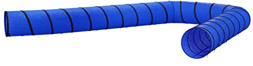 vidaXL Hundetunnel, Spieltunnel mit Heringen Tragetasche, Agility Tunnel Agility Ausrüstung für Hundetraining, Falttunnel für Hunde, Blau Polyester