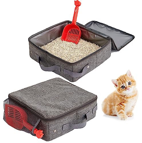 Faltbare Katzentoilette, tragbar, wasserdicht, für Katzen, wasserdicht, geeignet für Häuser, Wohnungen, Parks, Reisen, 30 x 30 x 11 cm