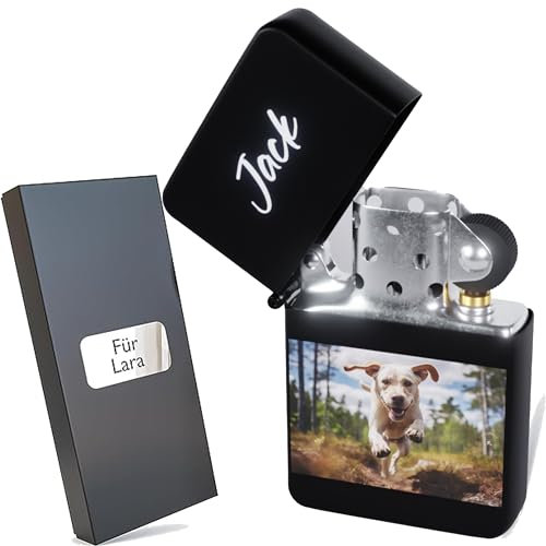 Bl4ckPrint Mechero con foto y texto personalizado, regalo fotográfico, mechero de tormenta, recargable con gas licuado, regalo personalizado