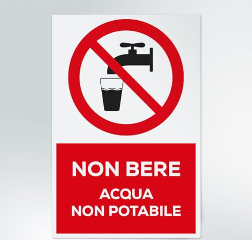 GLOBAL CARTELLO SEGNALETICO - Non bere - acqua non potabile - Segnale Adesivo Extra Resistente, Pannello in Forex, Pannello In Alluminio (Adesivo, 10x15 cm)