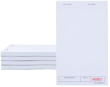 DGBDPACK Bloc de cheques de invitados EP-GCKDUP-1 (5 almohadillas), total 250 blocs de camarero en blanco, almohadillas para pedidos de servidores