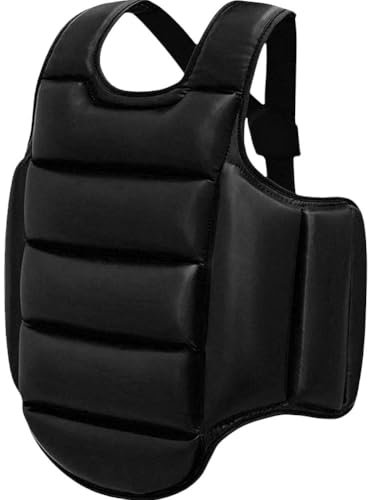 Vobumix Boxing Chest Guard Kickboxing Mma Muay Thai Body Protector Adjustable Strike Shield Martial Arts Upper Belly Ribs Protection Pad