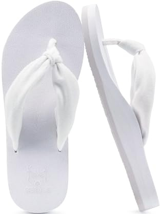 KuaiLu Infradito Donna Estive Comode Stoffa Righe Ciabatte Supporto Arco Plantare Sandali Spiaggia Piscina Flip Flop Mare Leggere Antiscivolo Gomma Suole Tutti bianchi 39