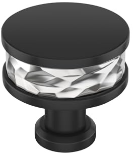 Signature Hardware 954059-114 Lazzara 1-1/4 Inch Hammered Mushroom Cabinet Knob - Polished Chrome/Matte Black