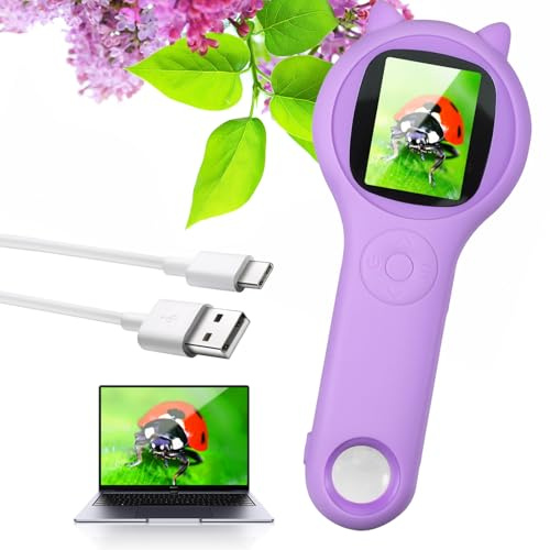 ueslwser Handheld Digital Microscope, Purple, 500x Magnification, LED Light, Educational Science Toy for Kids Age 3-12