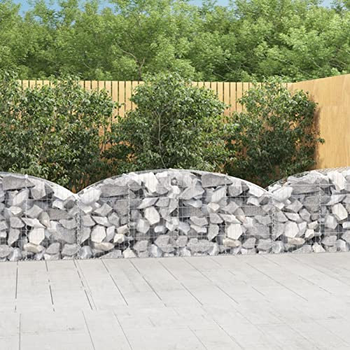 Juroupi Arched Gabion Basket 200x50x60/80 cm Galvanised Iron,Arched Gabion Basket,Wall Planter Garden,Cage Mesh Wire Stone Basket Outdoor-153473