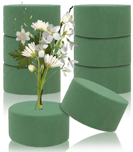 CTYUEYUN 8 Pcs Round Floral Foam 8X4 cm,Foam for Flowers,Green Foam for Flowers Room Décor,Wet Dry Floral Foam Block for Wed Party Decoration Crafts