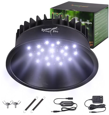 UVB Light for Reptiles, UVA UVB Reptile Light Fixture with Timer LED UVB Bulb for Bearded Dragon Gecko Turtle Chameleon Lizard Snake, Adjustable Brightness UVB Lamp for Reptile Tank Accessories, Black
