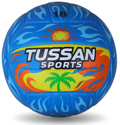 Tussan Sports Official Size 5 Volleyball, Soft Touch Leather Waterproof Volleyball for Indoor Outdoor Beach Pool Sand Sports Gym Training & Game Play (Blue)