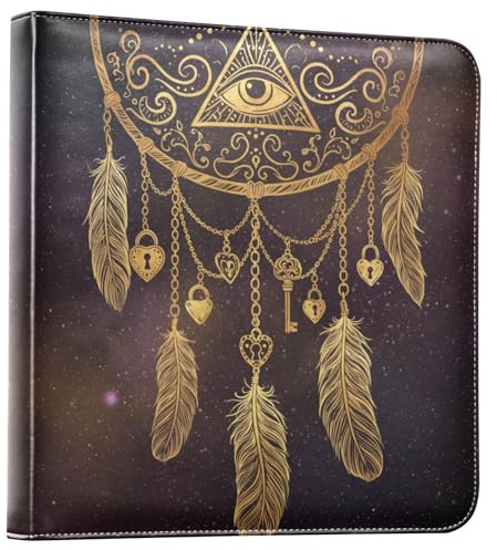 Reiacy Album fotografico grande autoadesivo – Eye Magic DreamcatcherDIY libro dei ricordi in pelle – raccoglitore ad anelli ricaricabile con 20 fogli per foto da 15 x 10 cm, 17 x 12 cm, per viaggi e